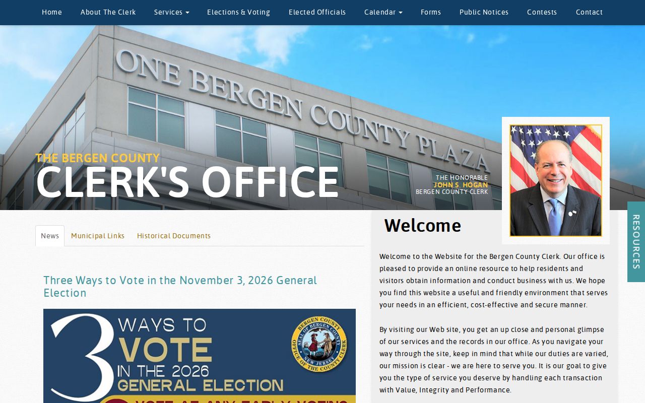 Ridgewood residents directory Bergen County Clerk records page