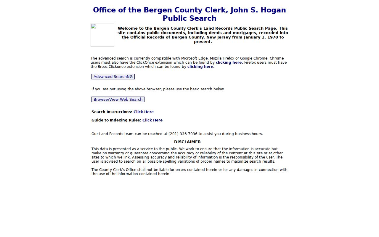 Ridgewood street directory Bergen County land record and deed index search
